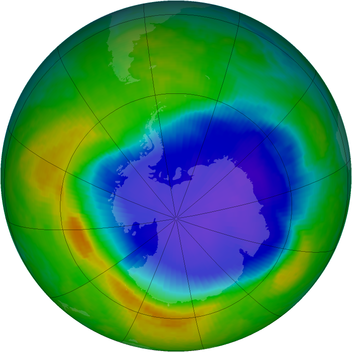 Antarctic ozone map for 07 November 1999